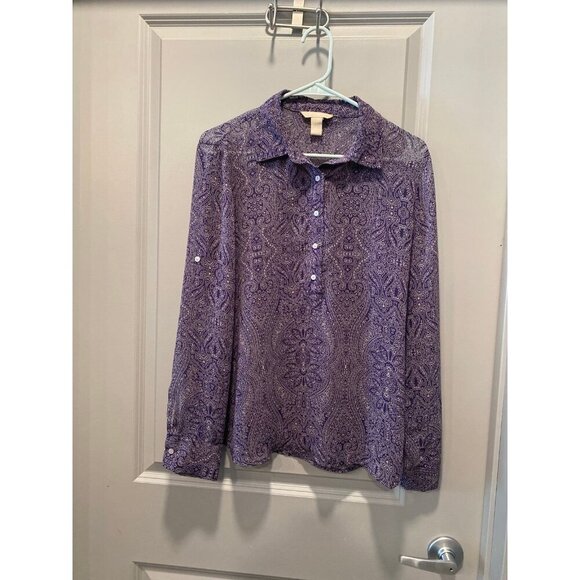 Banana Republic Purple Paisley Blouse | Women’s M | Button Down - Picture 1 of 7